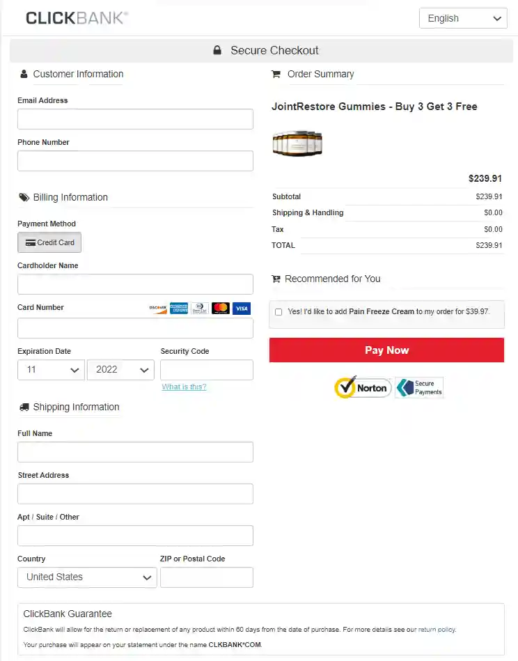 joint restore gummies checkout page